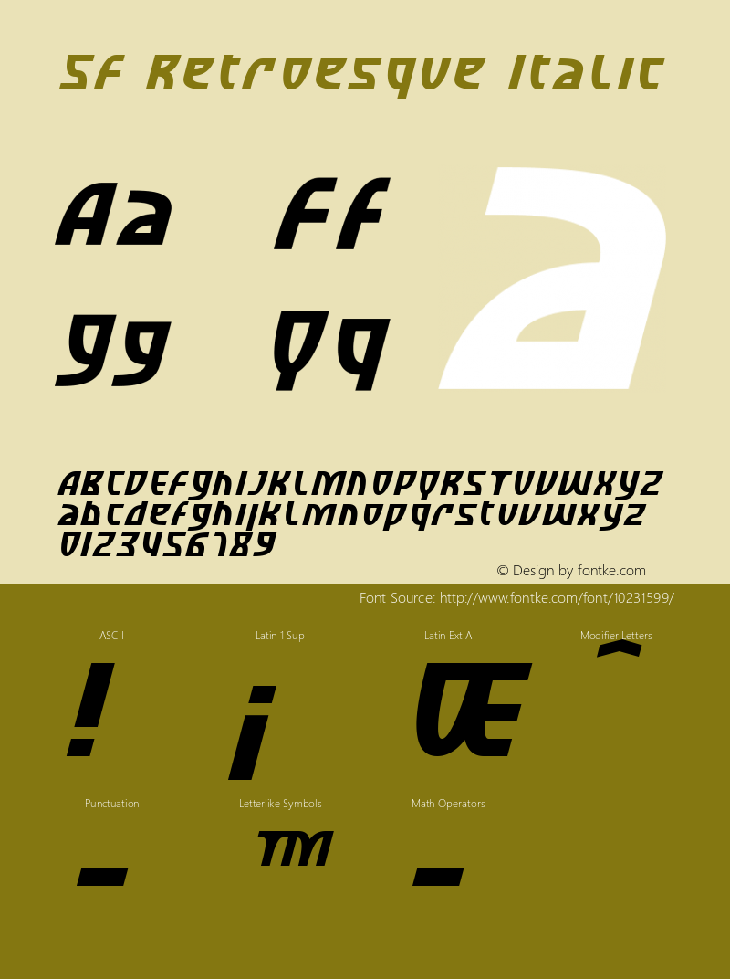 SF Retroesque Italic v1.0 - Freeware图片样张