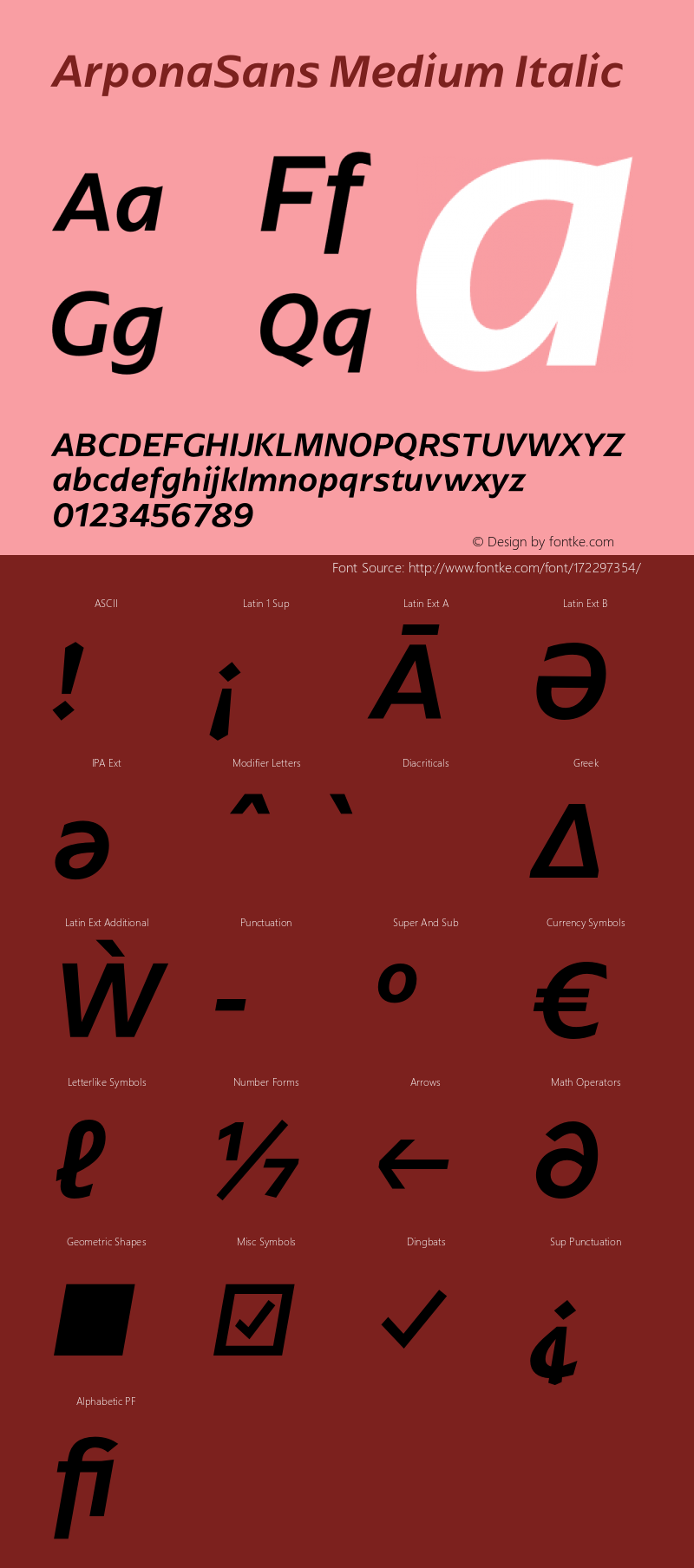 ArponaSans Medium Italic Version 2.000;hotconv 1.0.109;makeotfexe 2.5.65596图片样张