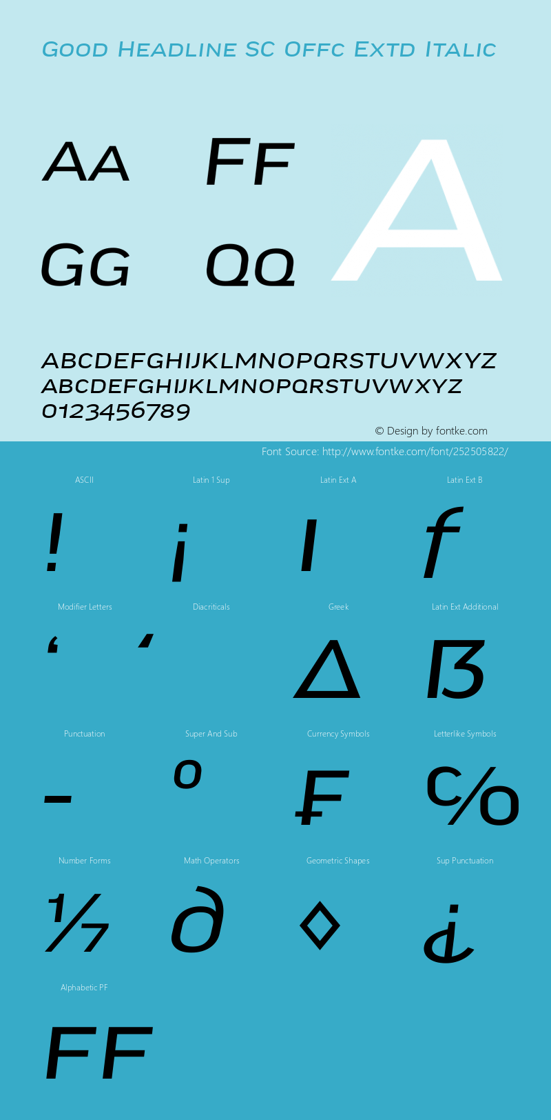 Good Head SC Offc Extd Italic Version 7.504; 2014; Build 1020图片样张