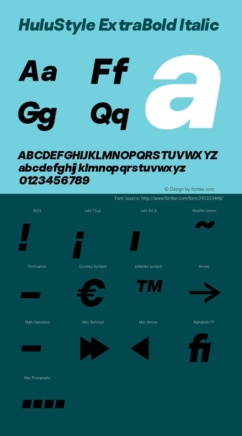 HuluStyle ExtraBold Italic Version 1.000 | FøM Fix图片样张