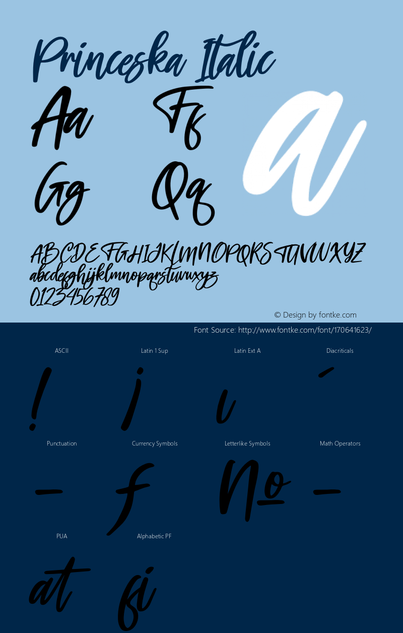 Princeska Italic Version 1.00;July 15, 2021;FontCreator 13.0.0.2683 64-bit图片样张
