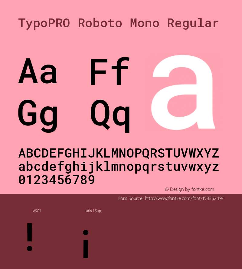 TypoPRO Roboto Mono Regular Version 2.000985; 2015; ttfautohint (v1.3)图片样张
