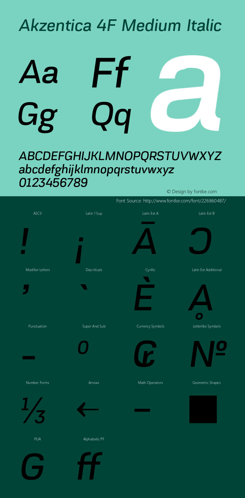 Akzentica4FMedium-Italic 1.0图片样张