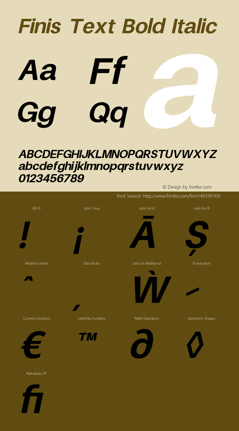 Finis Text Bold Italic Version 1.000图片样张