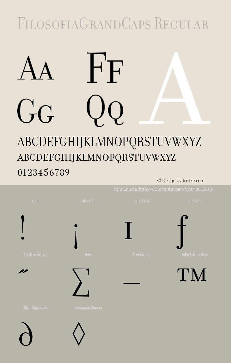 FilosofiaGrandCaps Regular Altsys Fontographer 3.5  1/3/97图片样张