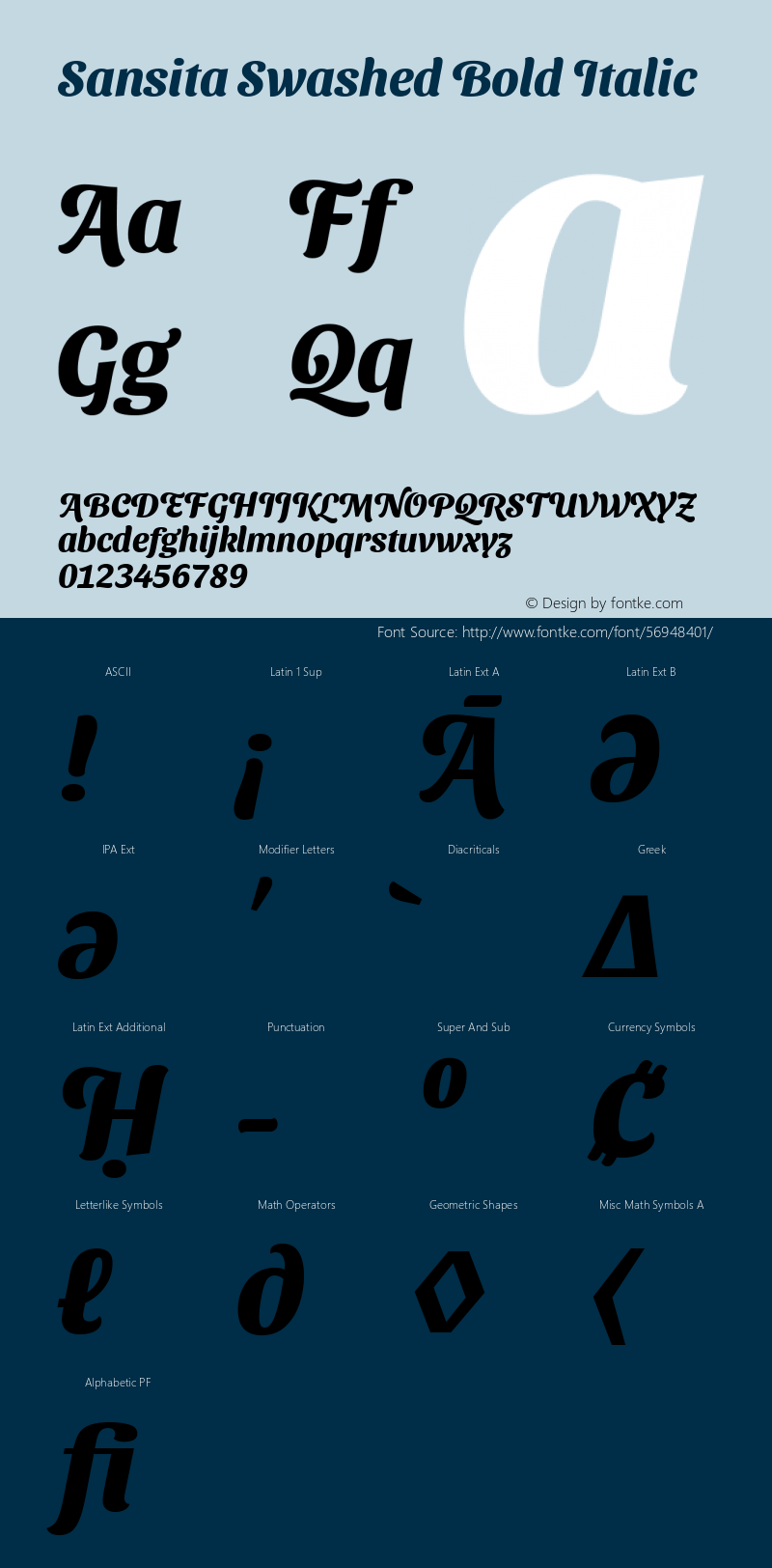 Sansita Swashed Bold Italic Version 1.000图片样张