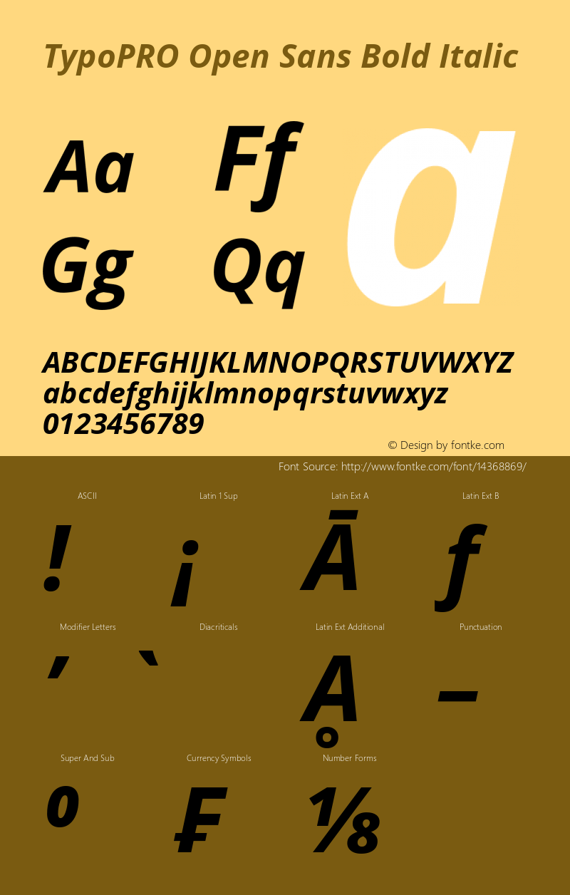 TypoPRO Open Sans Bold Italic Version 1.10图片样张