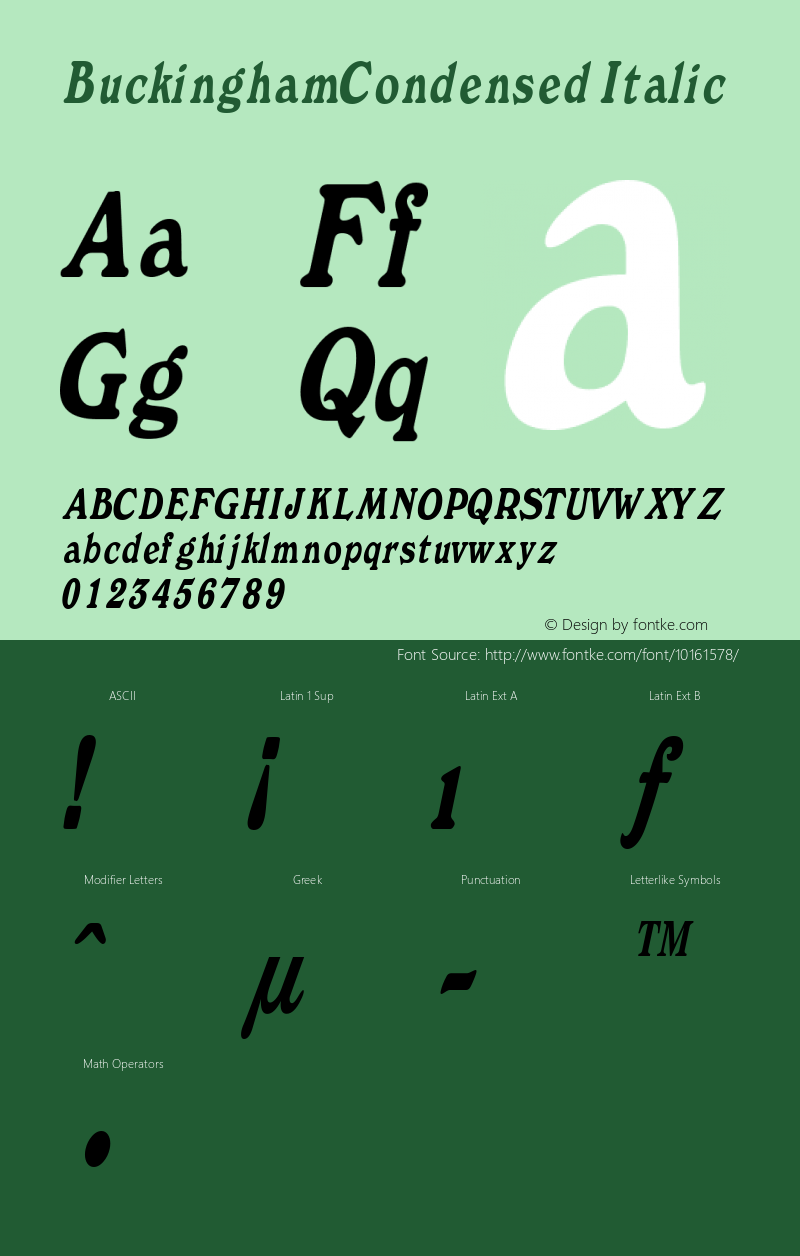 BuckinghamCondensed Italic Rev. 003.000图片样张