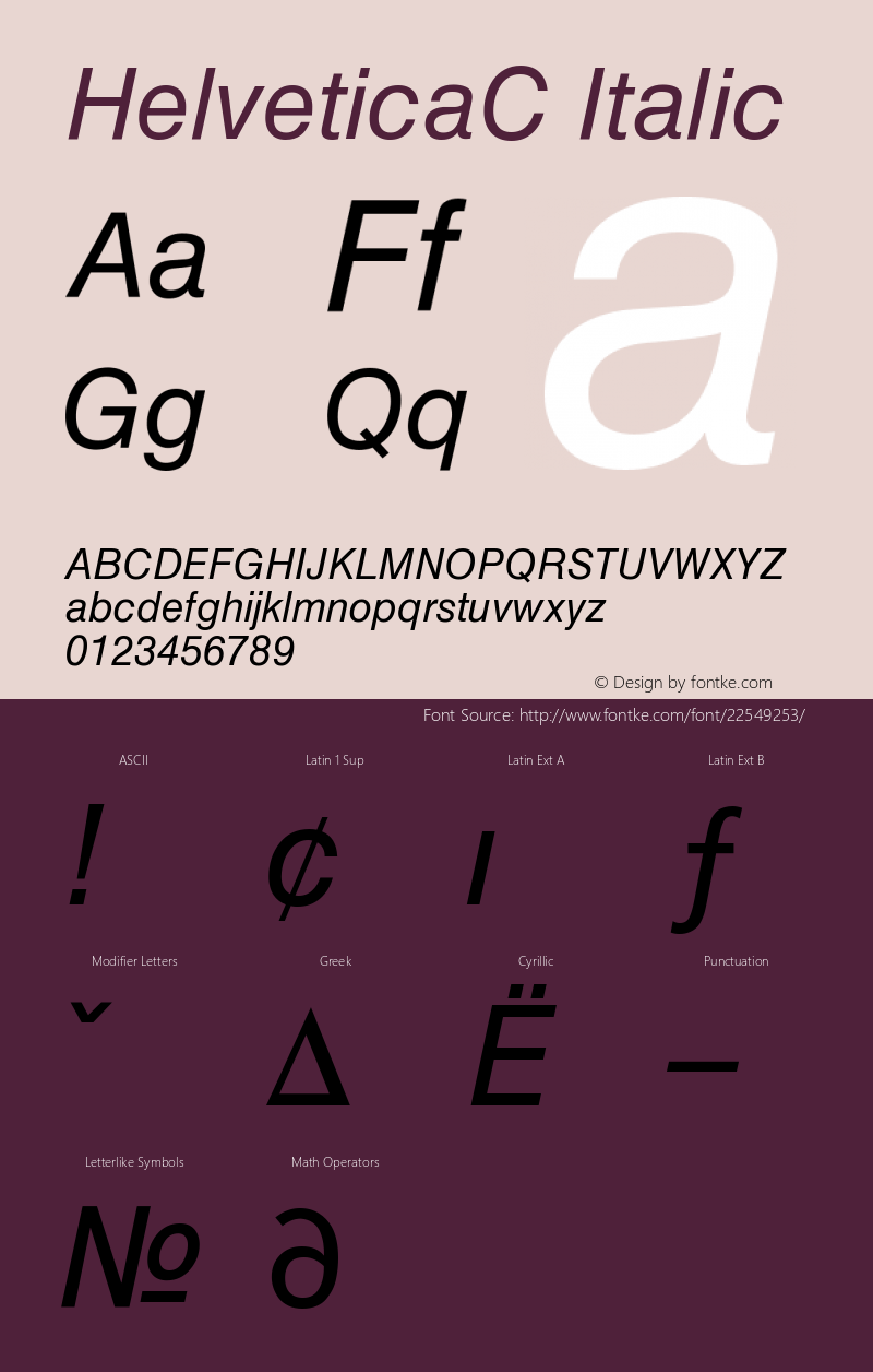 HelveticaC Italic Version 001.000图片样张