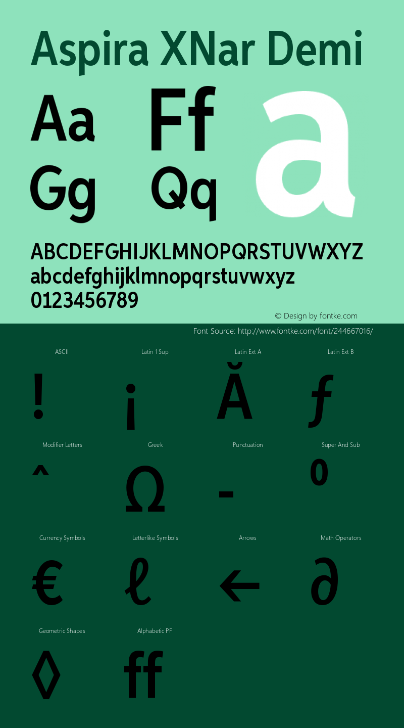 AspiraXNar-Demi Version 1.05          UltraPrecision Font图片样张