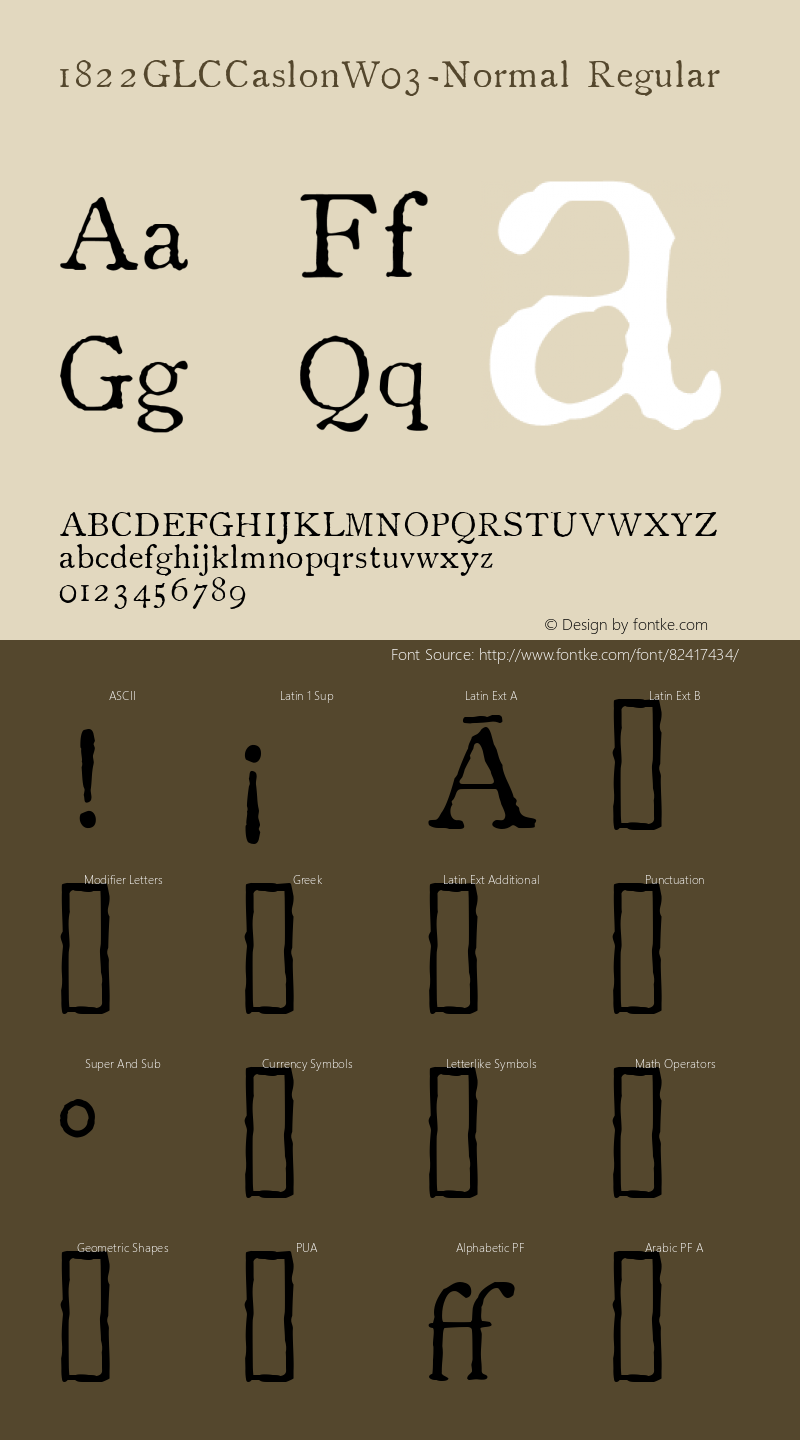 1822 GLC Caslon W03 Normal Version 1.00图片样张