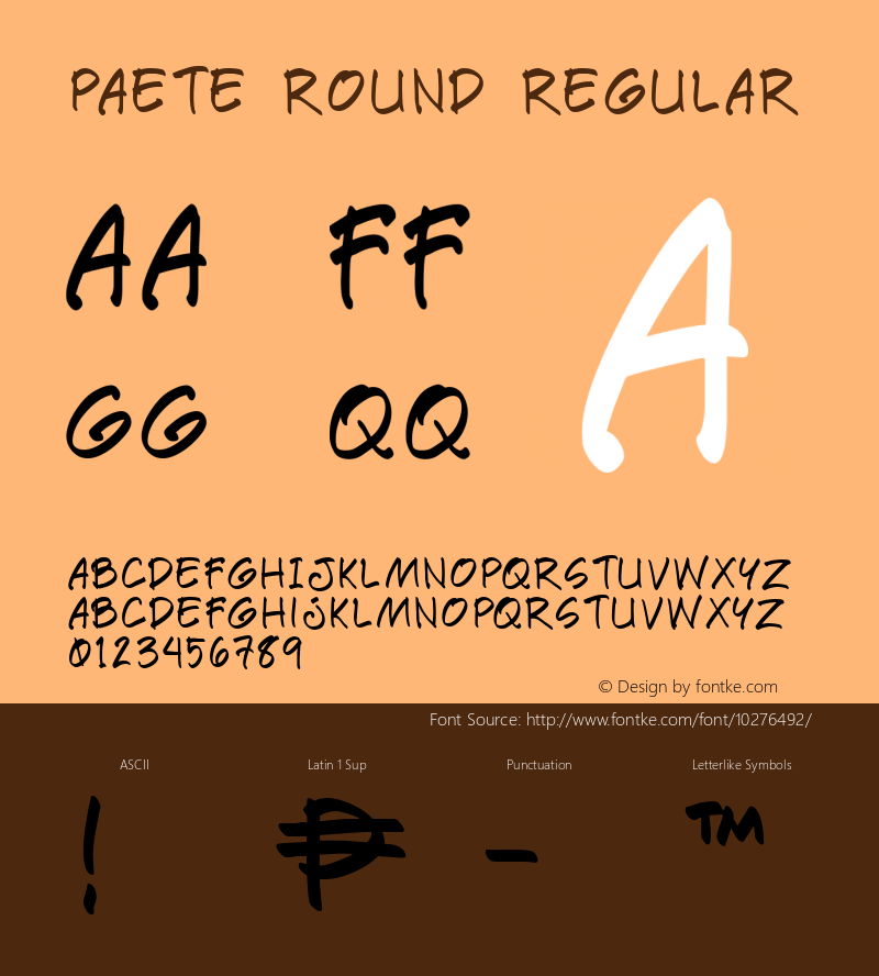 Paete Round Regular Macromedia Fontographer 4.1 10/18/2005图片样张