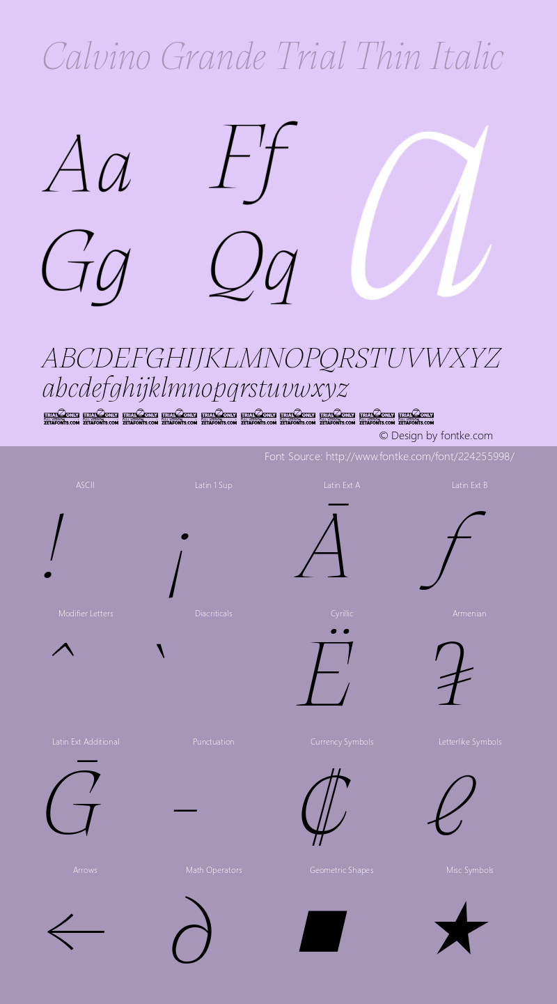 Calvino Grande Trial Thin Italic Version 1.000图片样张