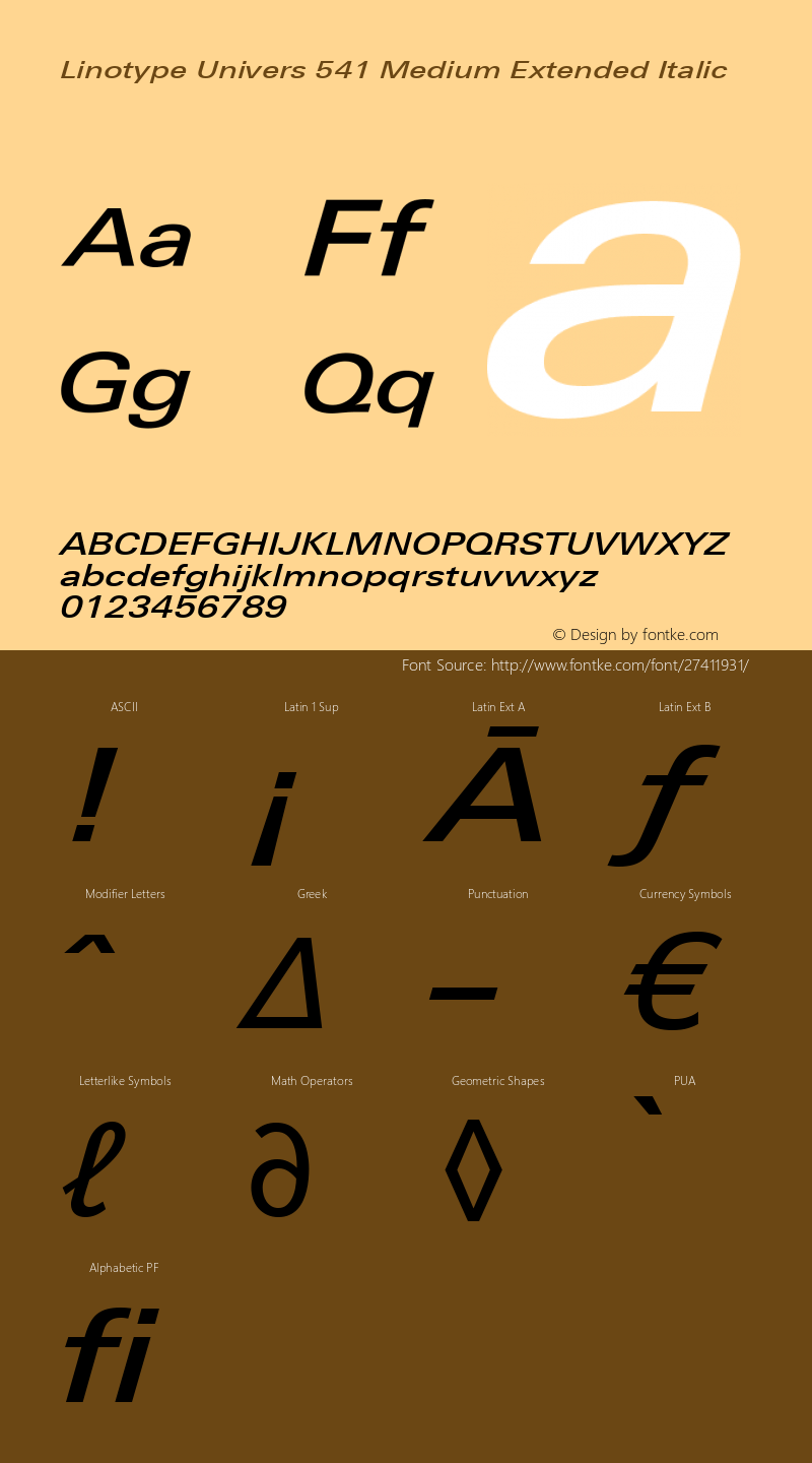 Linotype Univers 541 Medium Extended Italic Version 1.31图片样张