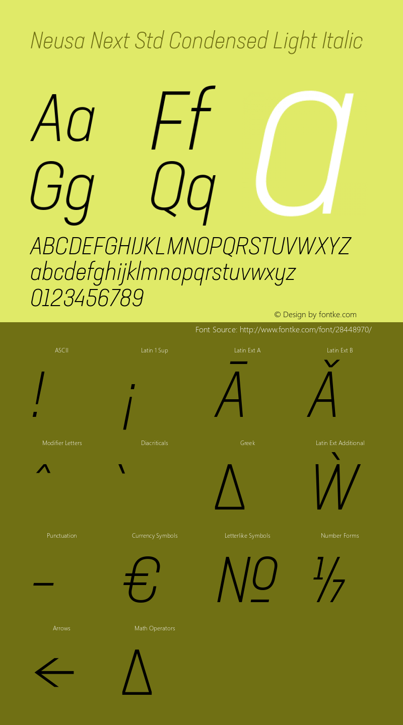 Neusa Next Std Cond Light Ita Version 1.002;PS 001.002;hotconv 1.0.88;makeotf.lib2.5.64775图片样张