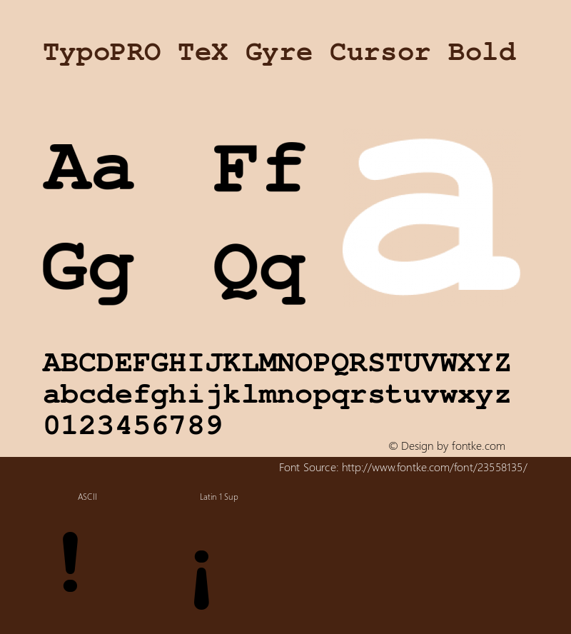 TypoPRO TeXGyreCursor-Bold Version 2.004;PS 2.004;hotconv 1.0.49;makeotf.lib2.0.14853图片样张