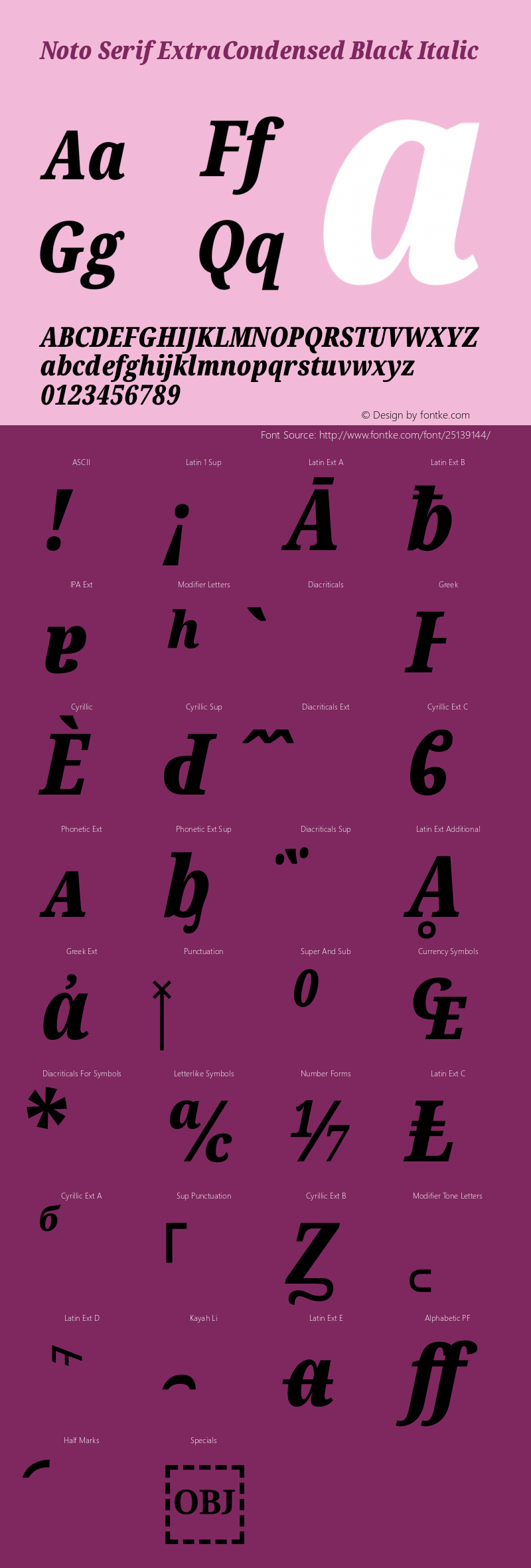 Noto Serif ExtraCondensed Black Italic Version 2.000图片样张