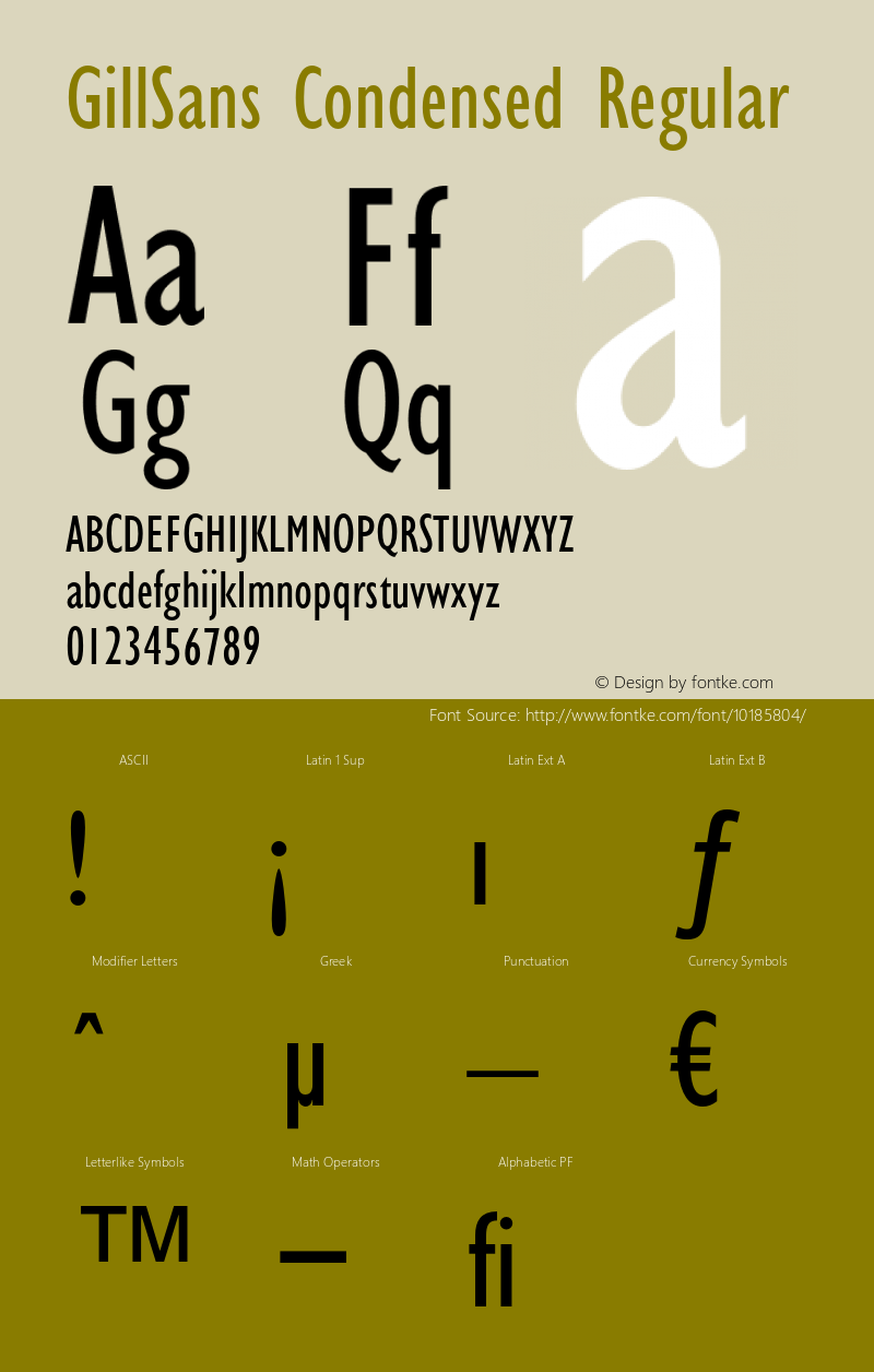 GillSans Condensed Regular OTF 1.0;PS 001.002;Core 1.0.22图片样张