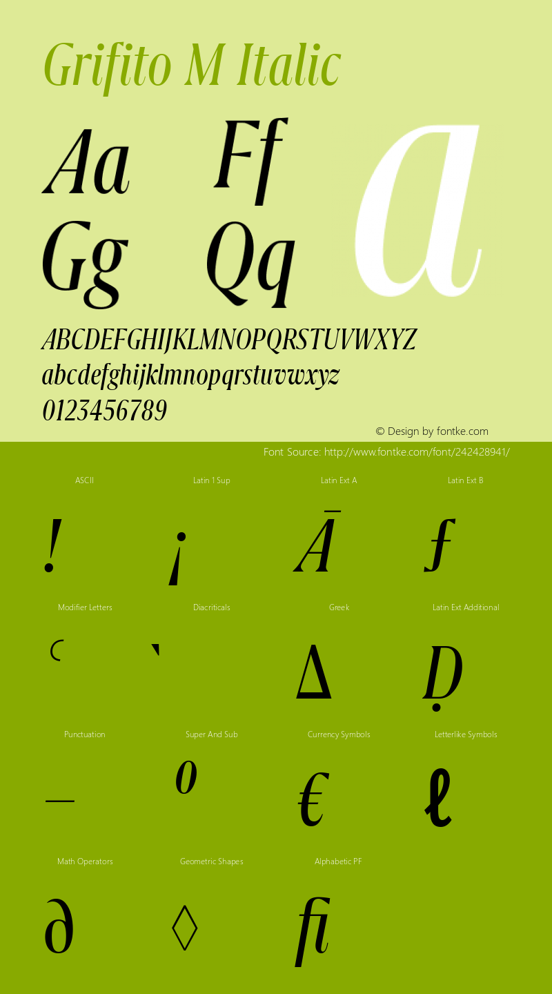 Grifito M Italic Version 2.003图片样张