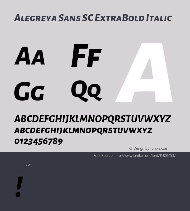 Alegreya Sans SC ExtraBold Italic Version 1.000;PS 001.000;hotconv 1.0.70;makeotf.lib2.5.58329 DEVELOPMENT; ttfautohint (v1.4.1)图片样张