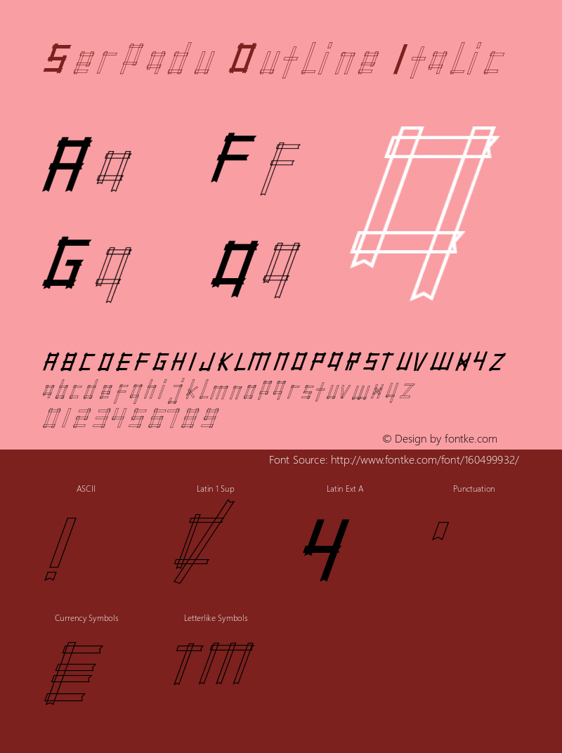 Serpadu Outline Italic Version 1.014;Fontself Maker 3.5.4图片样张