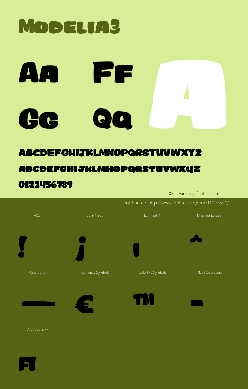 Modelia3 ☞ Version 1.000 2005 initial release;com.myfonts.andinistas.modelia.3.wfkit2.34ZA图片样张