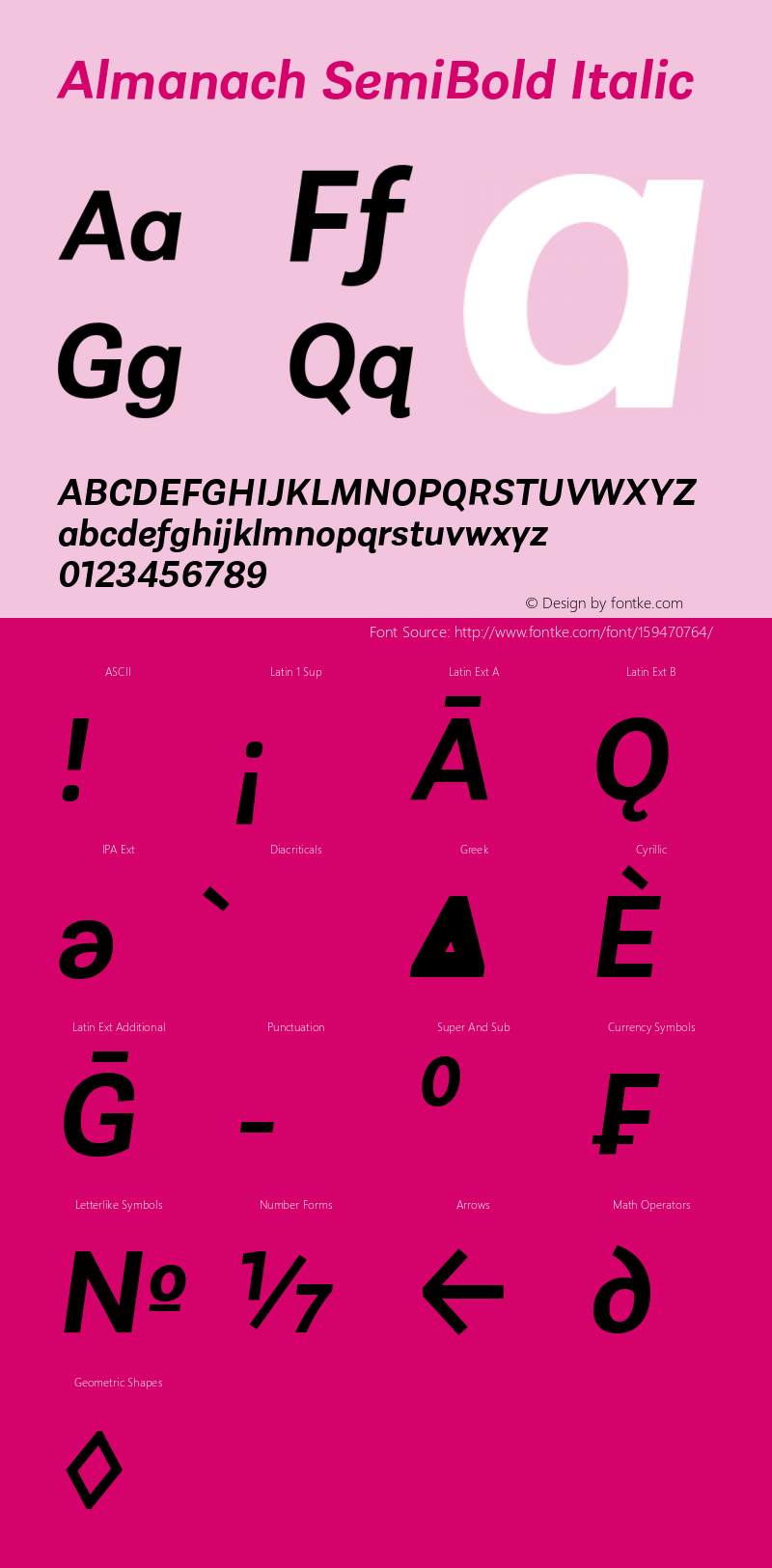 Almanach SemiBold Italic Version 1.001;hotconv 1.0.109;makeotfexe 2.5.65596图片样张