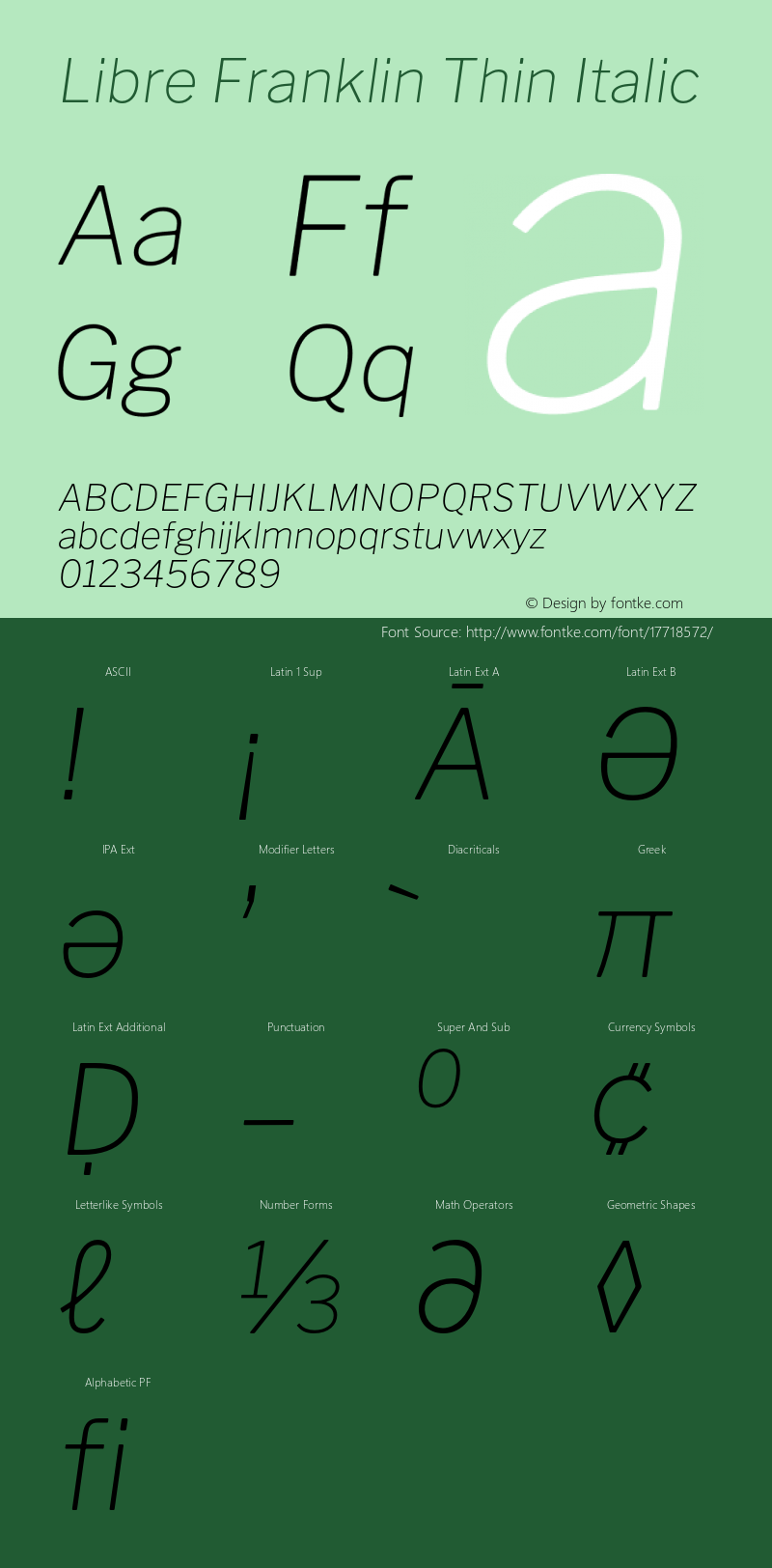 Libre Franklin Thin Italic Version 1.014;PS 001.014;hotconv 1.0.88;makeotf.lib2.5.64775图片样张