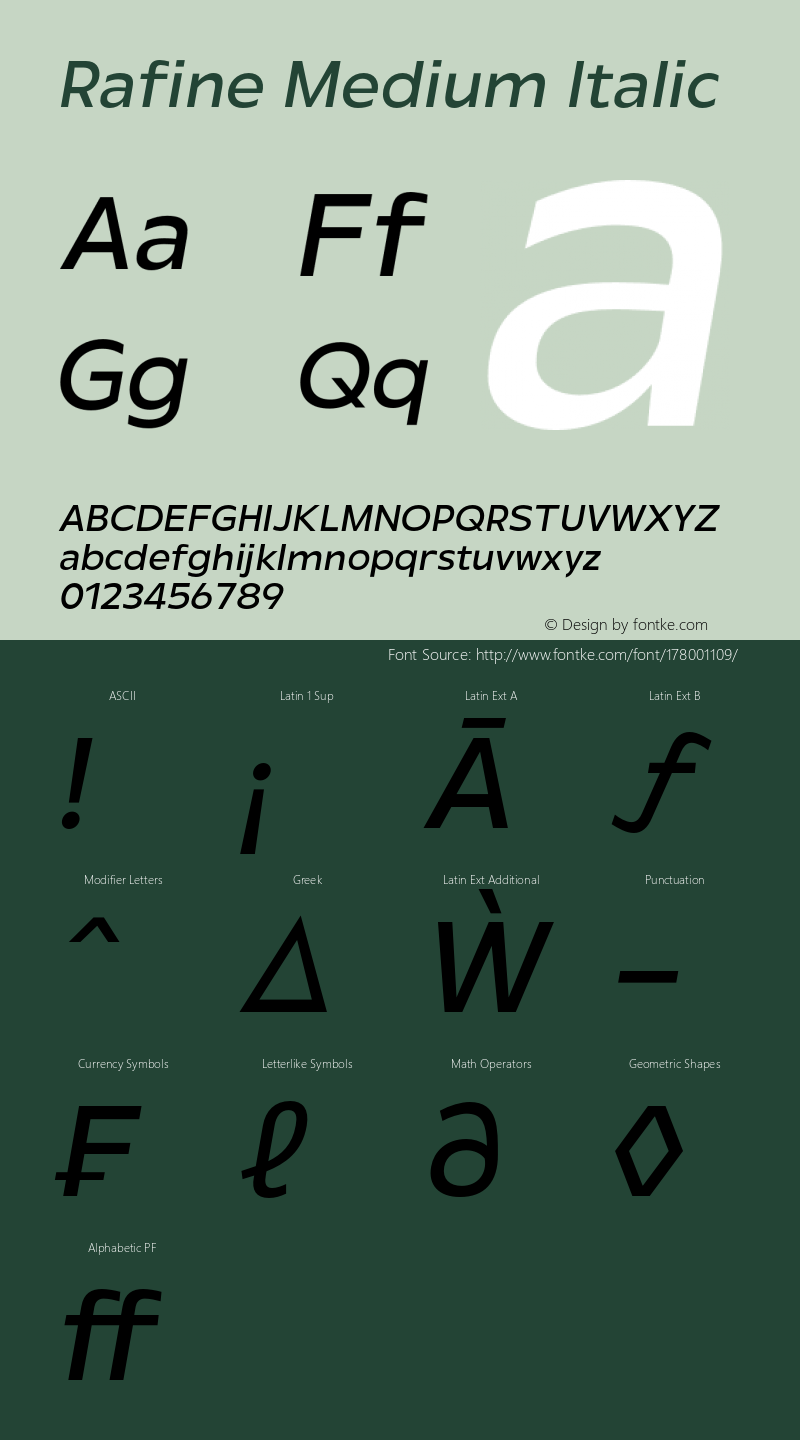 Rafine-MediumItalic 1.0图片样张