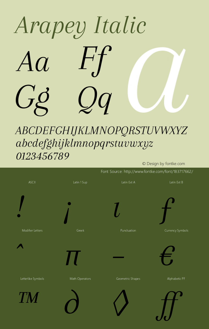 Arapey Italic Version 1.002图片样张