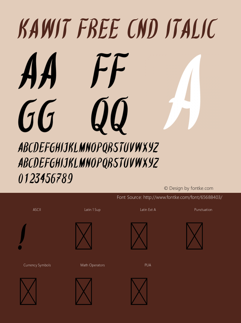 Kawit Free Cnd Italic Version 1.003;Fontself Maker 3.5.1图片样张