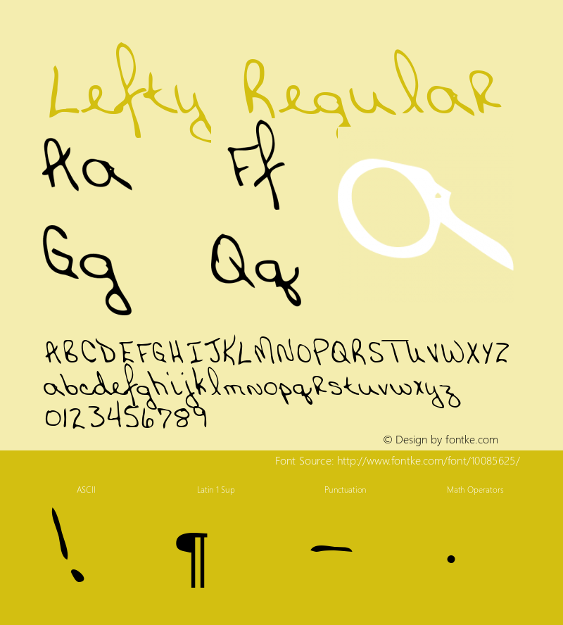 Lefty Regular Macromedia Fontographer 4.1 5/31/96图片样张