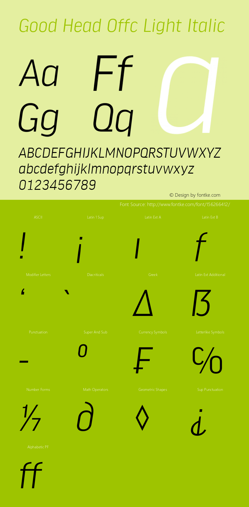 Good Head Offc Light Italic Version 7.504; 2010; Build 1021图片样张