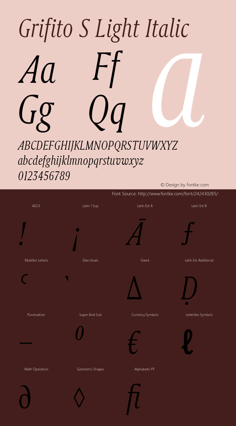 Grifito S Light Italic Version 2.003图片样张