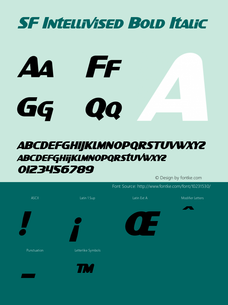 SF Intellivised Bold Italic v1.0 - Freeware图片样张