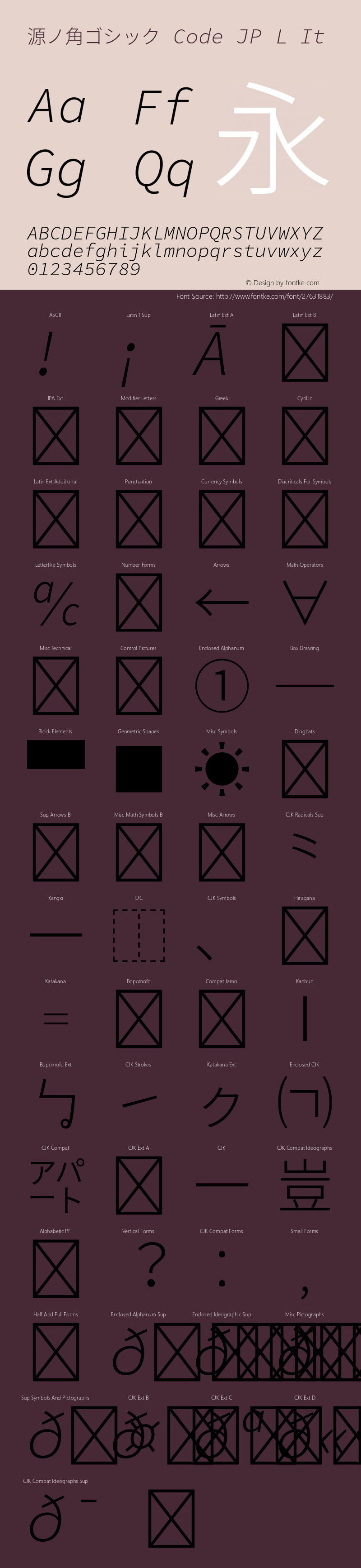 源ノ角ゴシック Code JP L Italic 图片样张