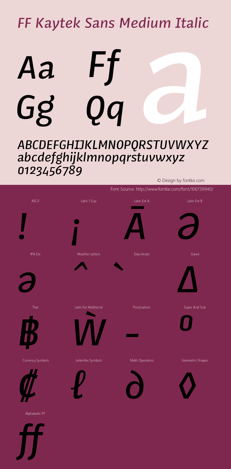 FF Kaytek Sans Medium Italic 1.00, build 6, s3图片样张