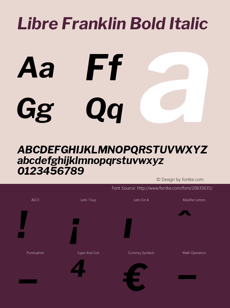 Libre Franklin Bold Italic Version 1.002; ttfautohint (v1.5)图片样张