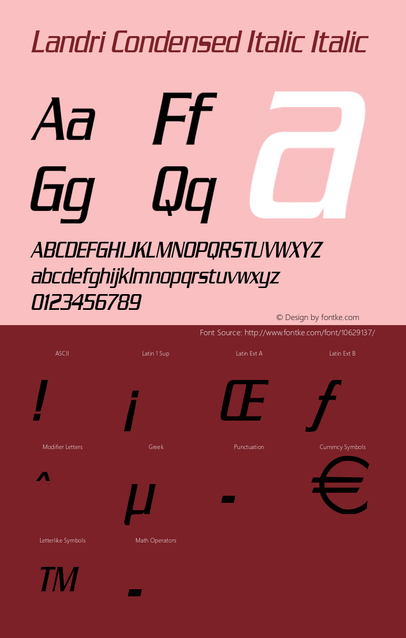 Landri Condensed Italic Italic Version 1.000图片样张