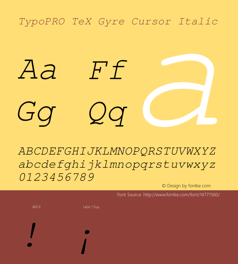 TypoPRO TeX Gyre Cursor Italic Version 2.004;PS 2.004;hotconv 1.0.49;makeotf.lib2.0.14853图片样张