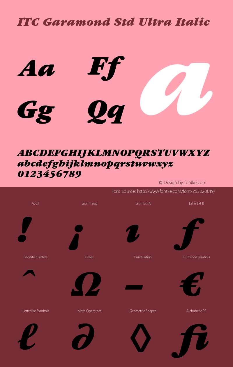 ITC Garamond Std Ultra Italic Version 1.00 Build 1000图片样张