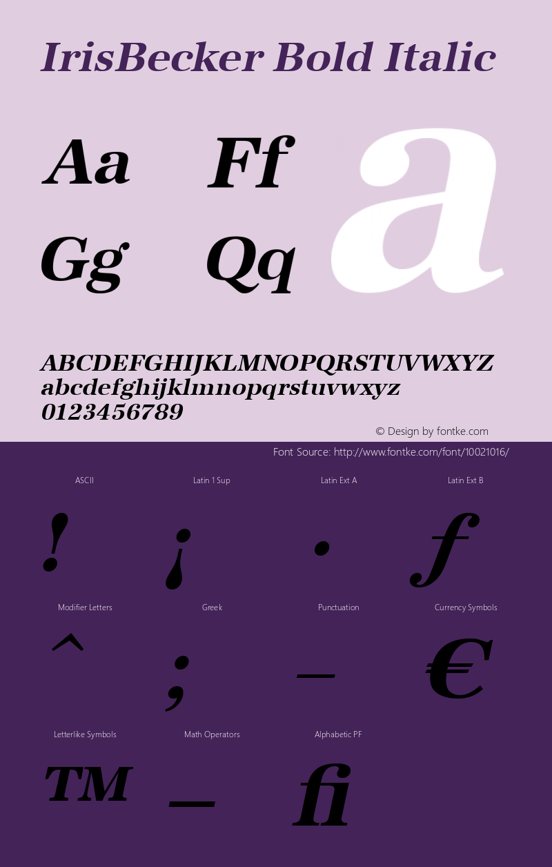 IrisBecker Bold Italic 001.000图片样张