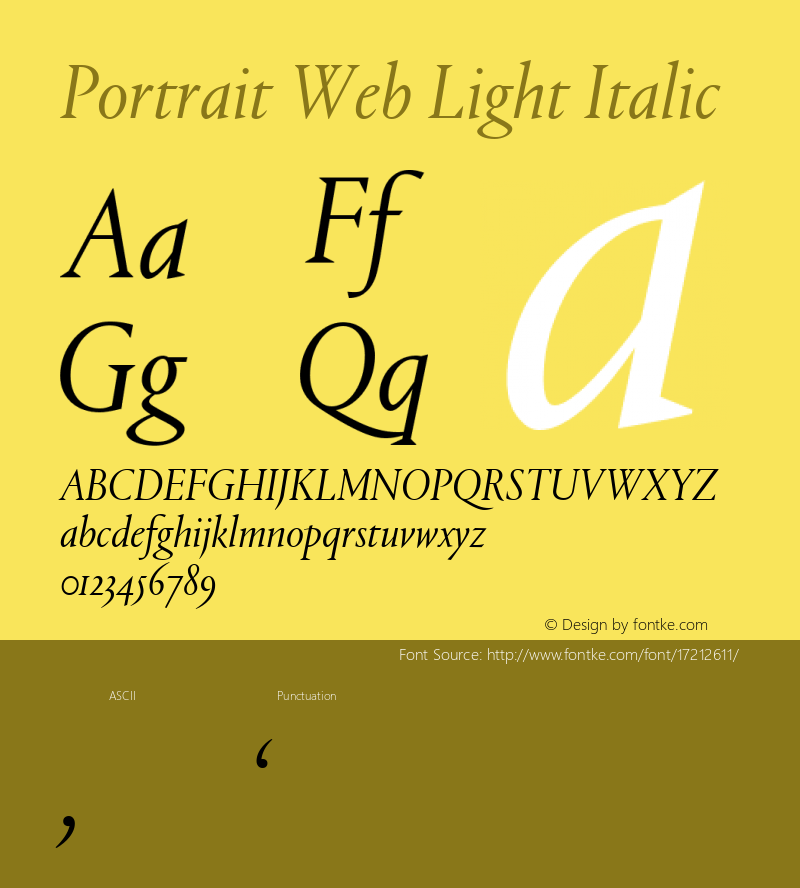 Portrait Web Light Italic Version 1.1 2013图片样张