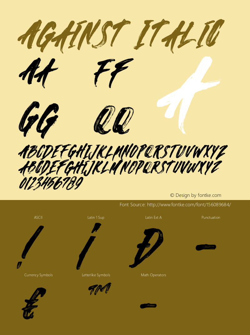 Against Italic Version 1.00;June 12, 2020;FontCreator 12.0.0.2563 64-bit图片样张