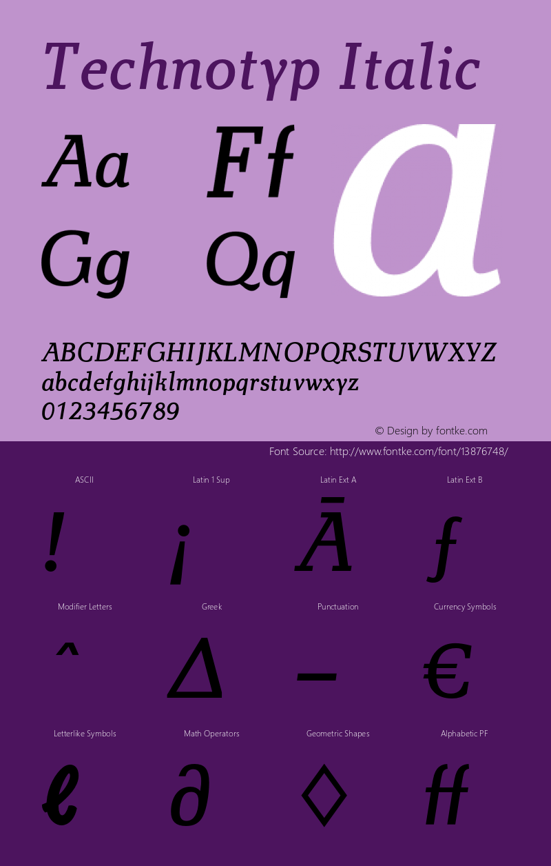 Technotyp Italic Version 1.000;PS 001.001;hotconv 1.0.56图片样张