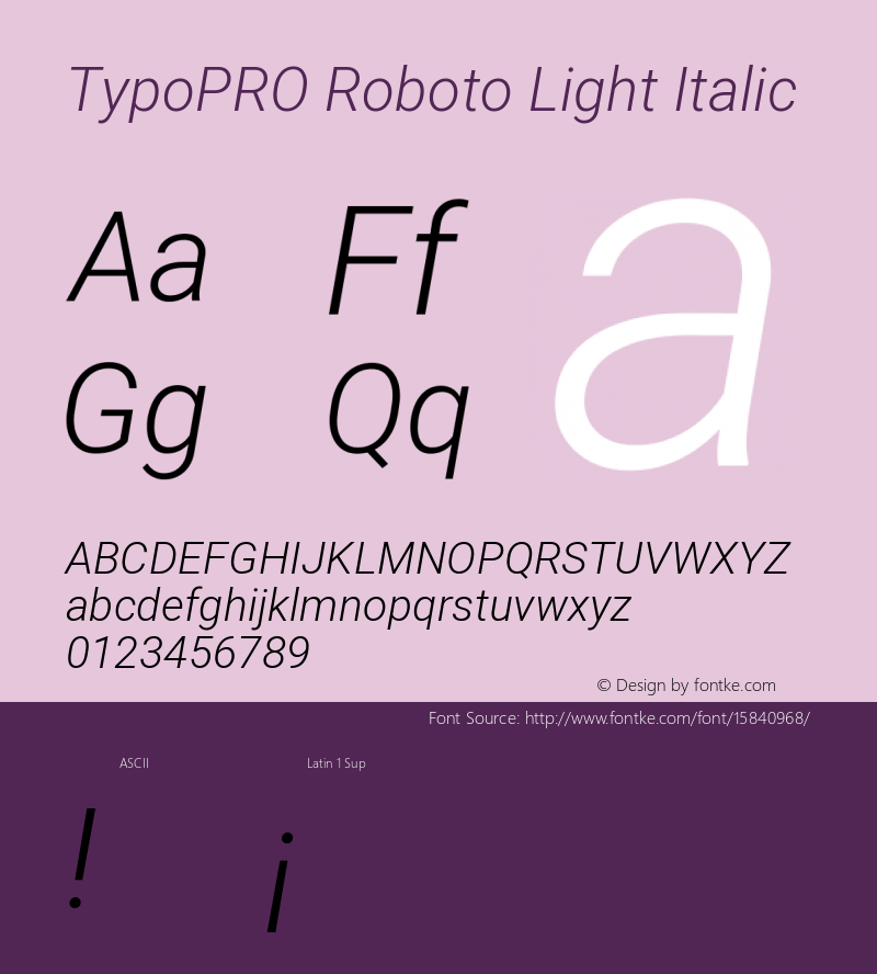 TypoPRO Roboto Light Italic Version 2.001047; 2015图片样张