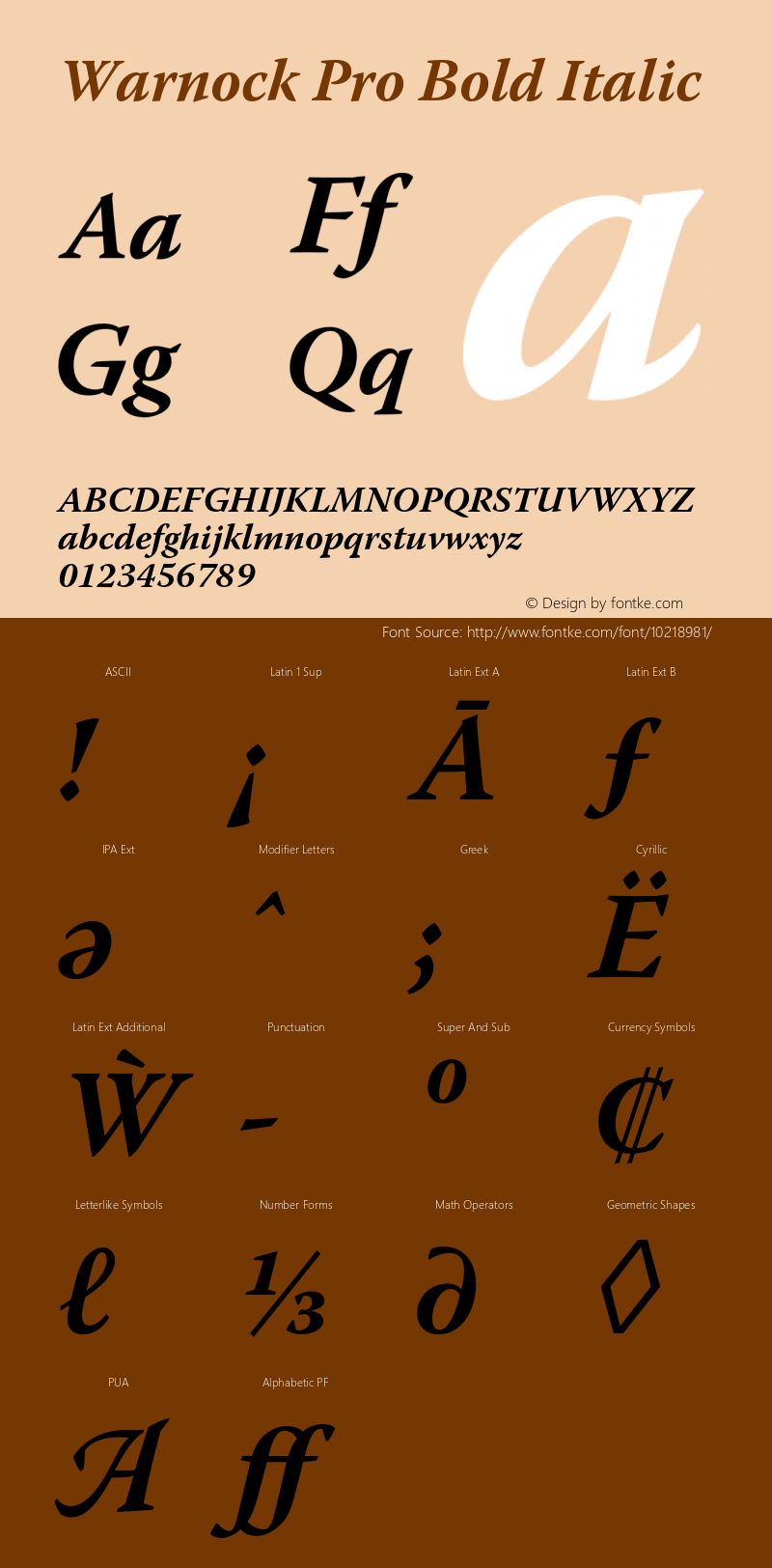 Warnock Pro Bold Italic Version 2.035;PS 2.000;hotconv 1.0.51;makeotf.lib2.0.18671图片样张