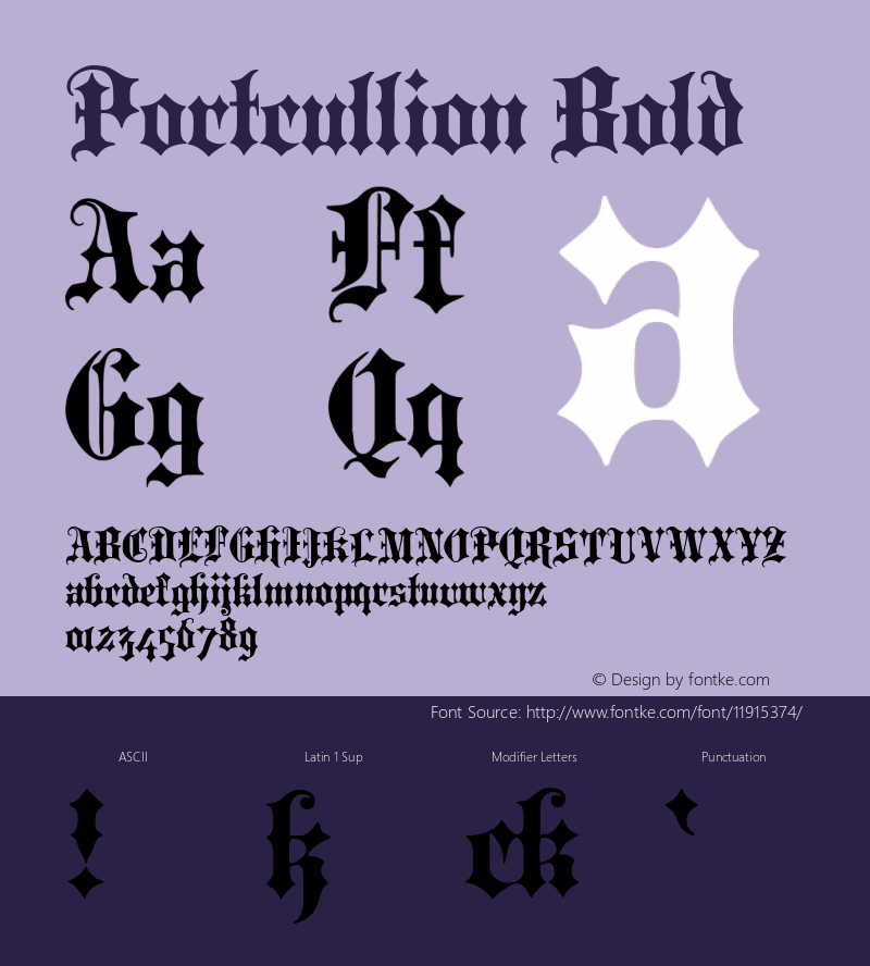 Portcullion Bold Version 1.0; 2002; initial release图片样张