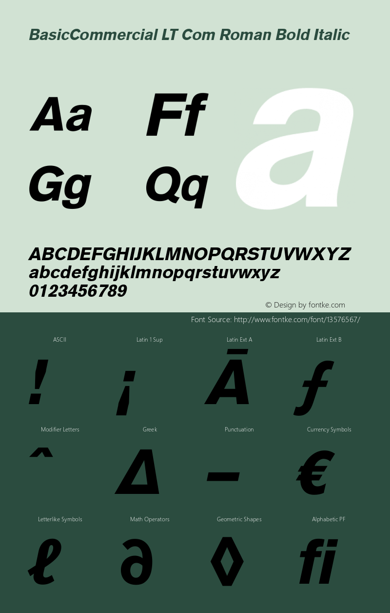 BasicCommercial LT Com Roman Bold Italic Version 1.42图片样张