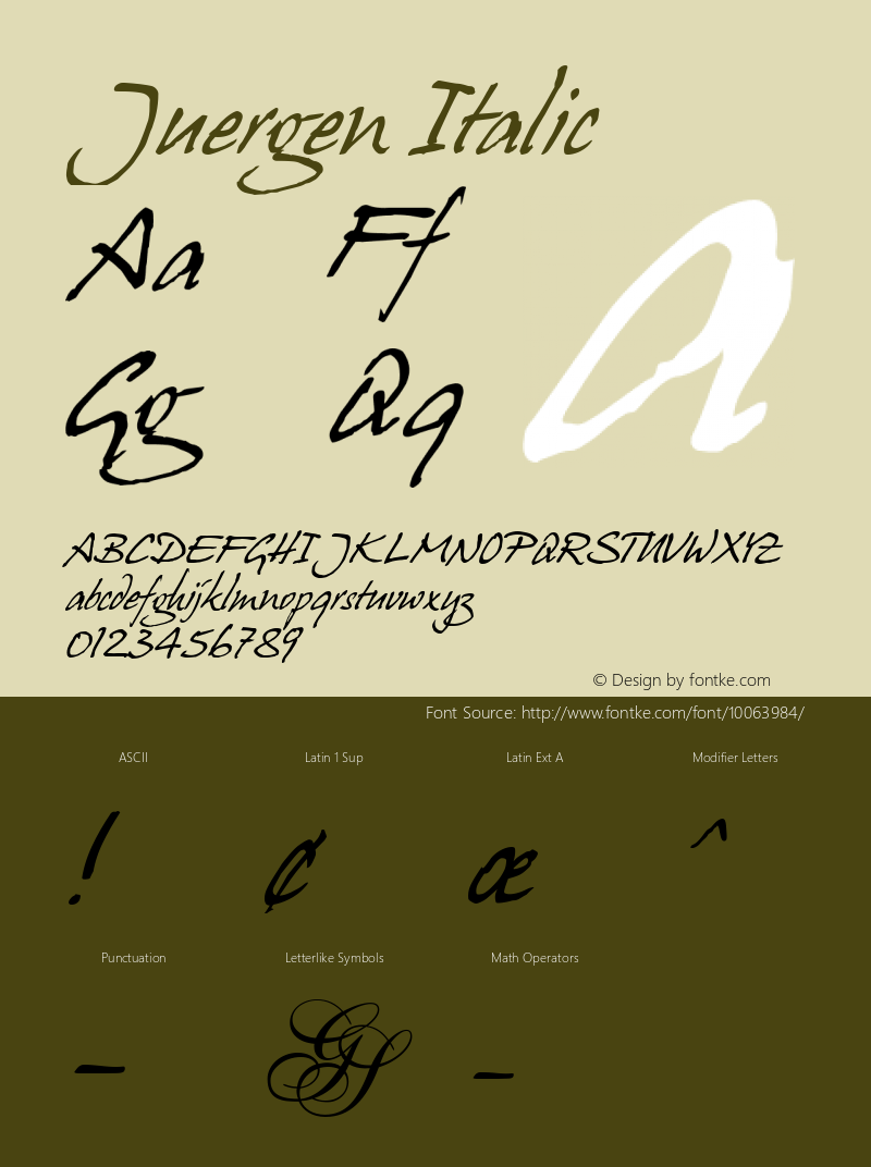 Juergen Italic Version 2.2; 1999图片样张